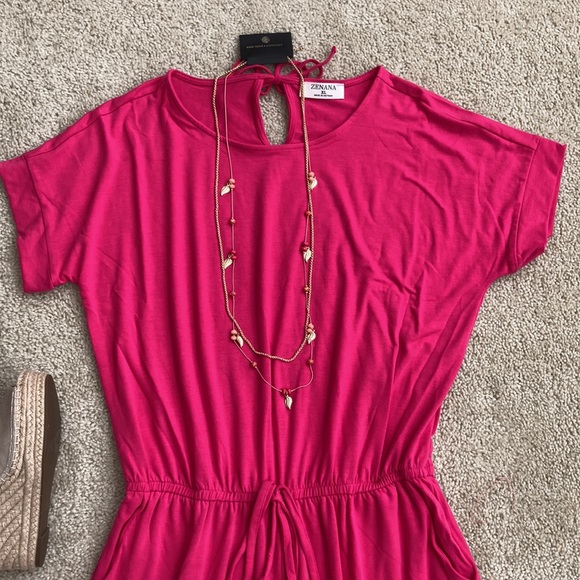Bright Pink Short Sleeve Romper - Picture 2 of 12